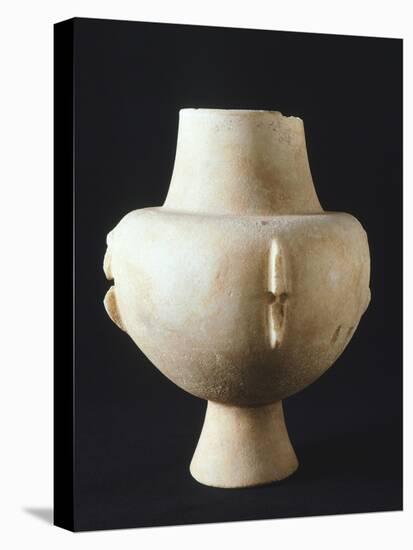 Footed Globular Vase in White Marble from Necropolis of Plastiras in Paros-null-Stretched Canvas