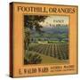 Foothill Oranges Brand - Sierra Madre, California - Citrus Crate Label-Lantern Press-Stretched Canvas