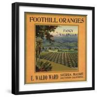 Foothill Oranges Brand - Sierra Madre, California - Citrus Crate Label-Lantern Press-Framed Art Print