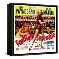 Footlight Serenade, John Payne, Betty Grable, Victor Mature on Window Card, 1942-null-Framed Stretched Canvas