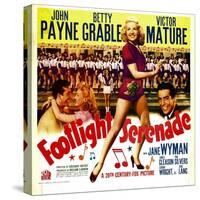 Footlight Serenade, John Payne, Betty Grable, Victor Mature on Window Card, 1942-null-Stretched Canvas