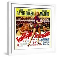 Footlight Serenade, John Payne, Betty Grable, Victor Mature on Window Card, 1942-null-Framed Photo