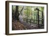 Footpath Sign at Milners Fork in Nidd Gorge Woods Near Bilton-Mark Sunderland-Framed Photographic Print