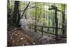 Footpath Sign at Milners Fork in Nidd Gorge Woods Near Bilton-Mark Sunderland-Mounted Photographic Print