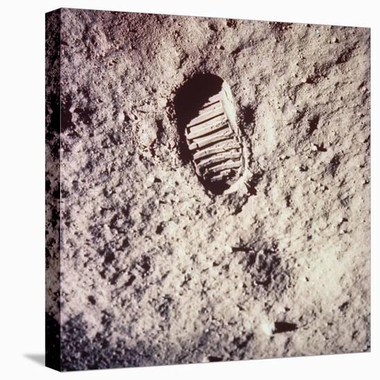 Footprint Left by Astronaut on Lunar Soil During Apollo 11 Lunar Mission in Walk on Moon's Surface-null-Stretched Canvas