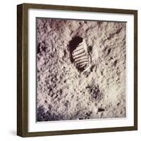 Footprint Left by Astronaut on Lunar Soil During Apollo 11 Lunar Mission in Walk on Moon's Surface-null-Framed Photographic Print