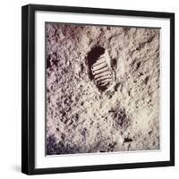 Footprint Left by Astronaut on Lunar Soil During Apollo 11 Lunar Mission in Walk on Moon's Surface-null-Framed Photographic Print