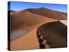 Footprints above Dead Pan, Namib Nauklift National Park, Namibia-Paul Souders-Stretched Canvas