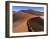 Footprints above Dead Pan, Namib Nauklift National Park, Namibia-Paul Souders-Framed Photographic Print