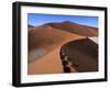 Footprints above Dead Pan, Namib Nauklift National Park, Namibia-Paul Souders-Framed Photographic Print