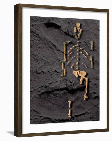 Footprints And Skeleton of Lucy-Javier Trueba-Framed Photographic Print