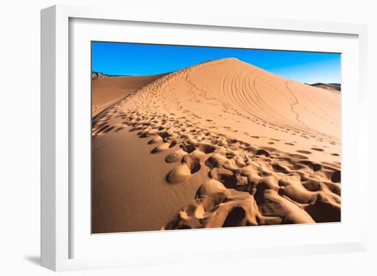 Footprints in Desert in Coral Pink Sand Dunes State Park,Utah-lorcel-Framed Photographic Print