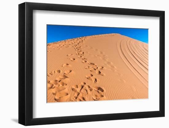 Footprints in Desert in Coral Pink Sand Dunes State Park,Utah-lorcel-Framed Photographic Print