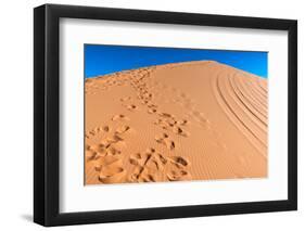 Footprints in Desert in Coral Pink Sand Dunes State Park,Utah-lorcel-Framed Photographic Print