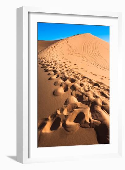 Footprints in Desert in Coral Pink Sand Dunes State Park,Utah-lorcel-Framed Photographic Print