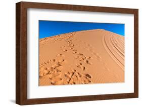 Footprints in Desert in Coral Pink Sand Dunes State Park,Utah-lorcel-Framed Photographic Print