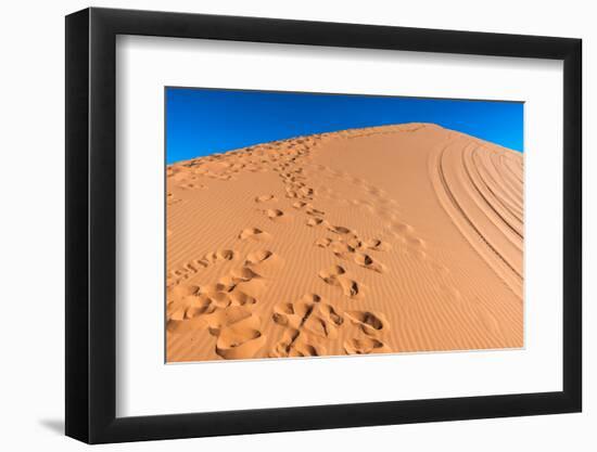 Footprints in Desert in Coral Pink Sand Dunes State Park,Utah-lorcel-Framed Photographic Print