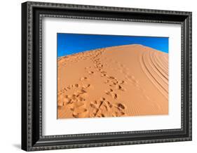 Footprints in Desert in Coral Pink Sand Dunes State Park,Utah-lorcel-Framed Photographic Print