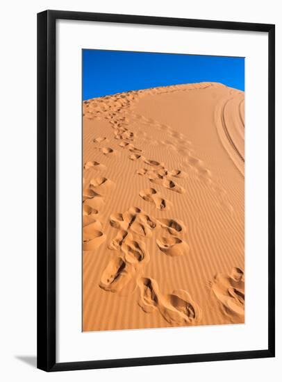 Footprints in Desert in Coral Pink Sand Dunes State Park,Utah-lorcel-Framed Photographic Print