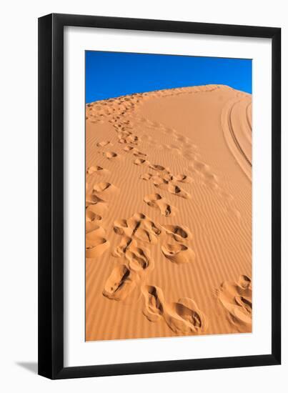 Footprints in Desert in Coral Pink Sand Dunes State Park,Utah-lorcel-Framed Photographic Print