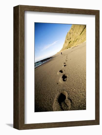 Footprints in Sand Along California's Lost Coast Trail, King Range Conservation Area, California-Bennett Barthelemy-Framed Photographic Print