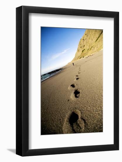 Footprints in Sand Along California's Lost Coast Trail, King Range Conservation Area, California-Bennett Barthelemy-Framed Photographic Print