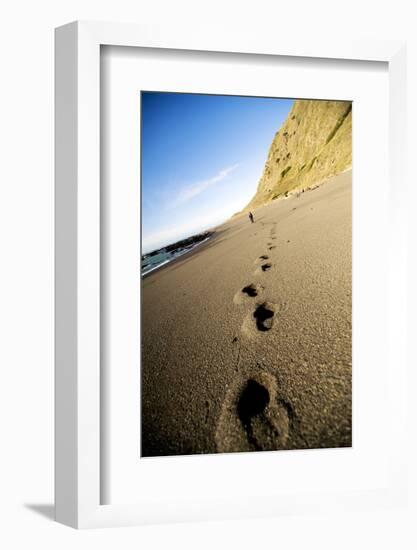 Footprints in Sand Along California's Lost Coast Trail, King Range Conservation Area, California-Bennett Barthelemy-Framed Photographic Print