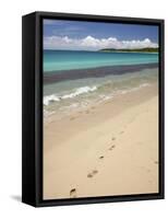 Footprints in Sand on Natadola Beach, Coral Coast, Viti Levu, Fiji, South Pacific-David Wall-Framed Stretched Canvas