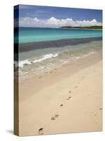 Footprints in Sand on Natadola Beach, Coral Coast, Viti Levu, Fiji, South Pacific-David Wall-Stretched Canvas