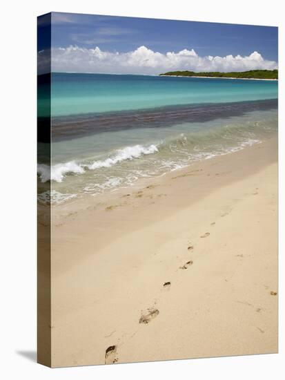 Footprints in Sand on Natadola Beach, Coral Coast, Viti Levu, Fiji, South Pacific-David Wall-Stretched Canvas