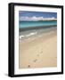 Footprints in Sand on Natadola Beach, Coral Coast, Viti Levu, Fiji, South Pacific-David Wall-Framed Photographic Print