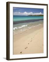 Footprints in Sand on Natadola Beach, Coral Coast, Viti Levu, Fiji, South Pacific-David Wall-Framed Photographic Print