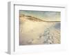 Footprints in the Sand Dunes Leading to the Ocean at Sunset. Soft Artistic Treatment with Canvas Te-forestpath-Framed Photographic Print