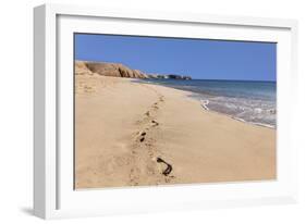 Footprints in the sand, Playa Papagayo beach, near Playa Blanca, Lanzarote, Canary Islands, Spain-Markus Lange-Framed Photographic Print