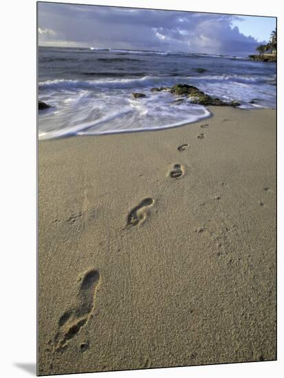 Footprints in the Sand, Turtle Bay Resort Beach, Northshore, Oahu, Hawaii, USA-Darrell Gulin-Mounted Photographic Print