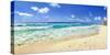 Footprints on the beach, Cancun, Mexico-Panoramic Images-Stretched Canvas