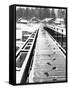 Footprints on the Bridge, Somino Village, Leningrad Region, Russia-Nadia Isakova-Framed Stretched Canvas