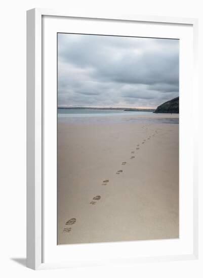 Footsteps in the Sand, Carbis Bay Beach, St. Ives, Cornwall, England, United Kingdom, Europe-Mark Doherty-Framed Photographic Print