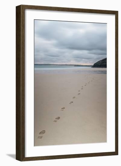 Footsteps in the Sand, Carbis Bay Beach, St. Ives, Cornwall, England, United Kingdom, Europe-Mark Doherty-Framed Photographic Print