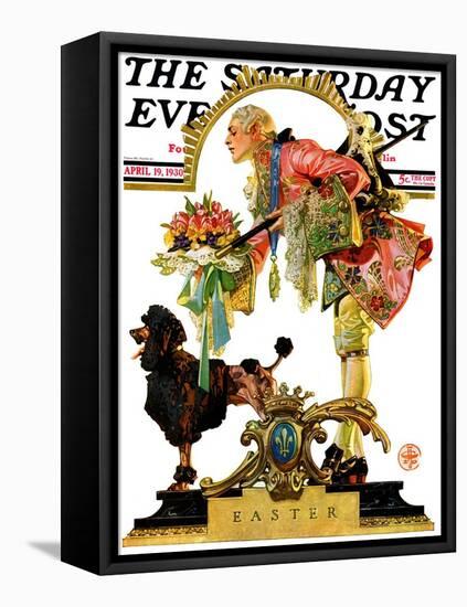 "Fop, Dog, and Flowers," Saturday Evening Post Cover, April 19, 1930-Joseph Christian Leyendecker-Framed Stretched Canvas