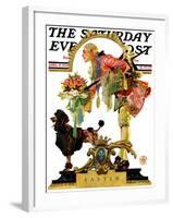 "Fop, Dog, and Flowers," Saturday Evening Post Cover, April 19, 1930-Joseph Christian Leyendecker-Framed Giclee Print