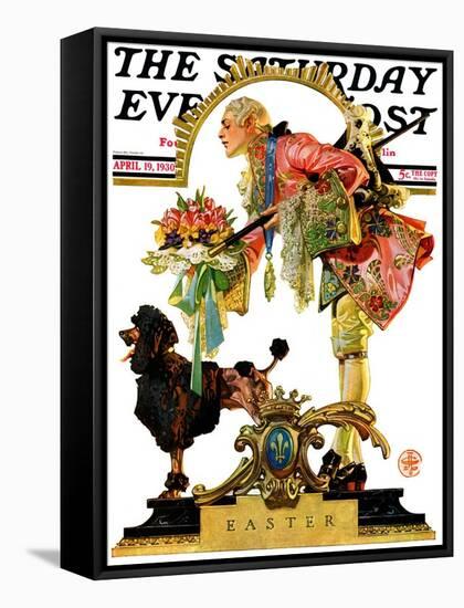 "Fop, Dog, and Flowers," Saturday Evening Post Cover, April 19, 1930-Joseph Christian Leyendecker-Framed Stretched Canvas