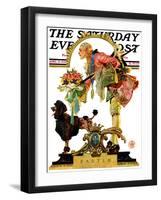 "Fop, Dog, and Flowers," Saturday Evening Post Cover, April 19, 1930-Joseph Christian Leyendecker-Framed Giclee Print