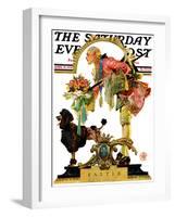 "Fop, Dog, and Flowers," Saturday Evening Post Cover, April 19, 1930-Joseph Christian Leyendecker-Framed Giclee Print