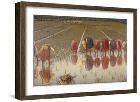 For 80 Cents, Row of Women Workers in a Rice Field, 1893-Angelo Morbelli-Framed Art Print