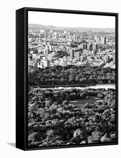 For a Baseball Field in Central Parc at Sunset, Manhattan, NYC, US, Black and White Photography-Philippe Hugonnard-Framed Stretched Canvas