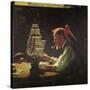 For a Good Boy (or Sea Captain Building Ship Model)-Norman Rockwell-Stretched Canvas