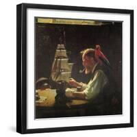 For a Good Boy (or Sea Captain Building Ship Model)-Norman Rockwell-Framed Giclee Print