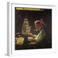 For a Good Boy (or Sea Captain Building Ship Model)-Norman Rockwell-Framed Giclee Print