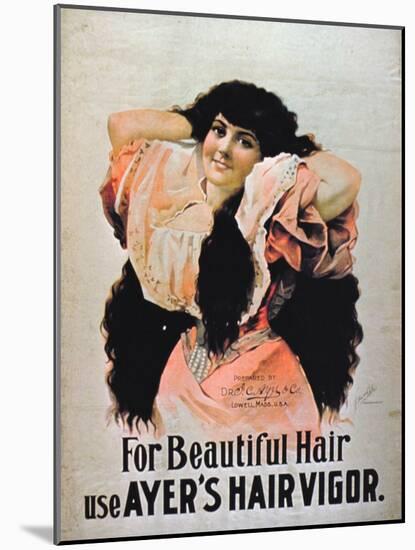 For Beautiful Hair Use Ayer's Hair Vigor' (Colour Litho)-American-Mounted Giclee Print